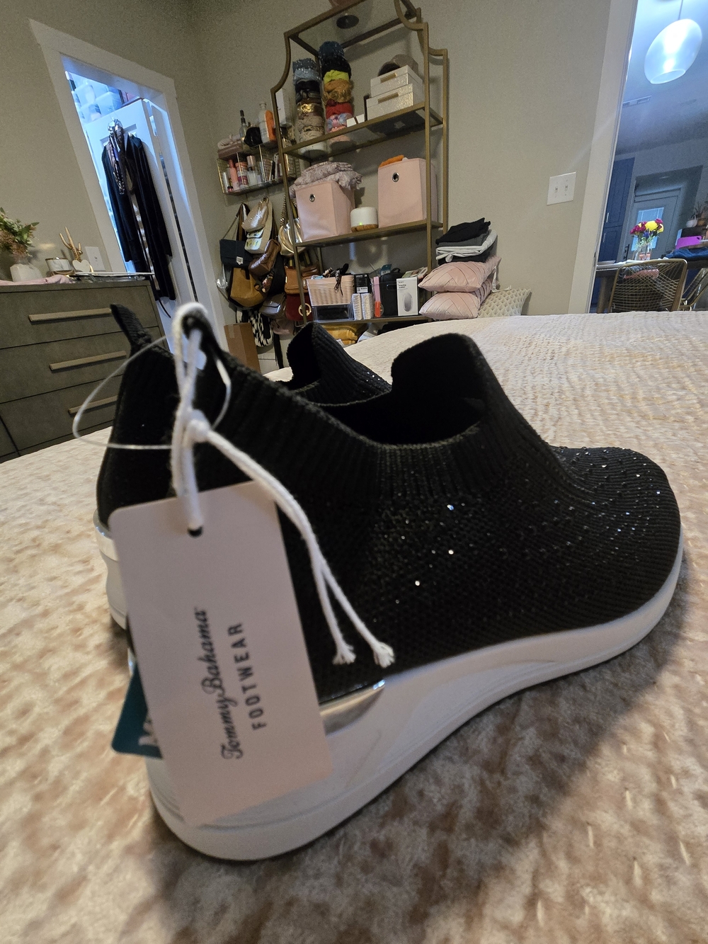 Tommy Bahama Black Slip-On Knit Sneakers with White Sole - Picture 3 of 4